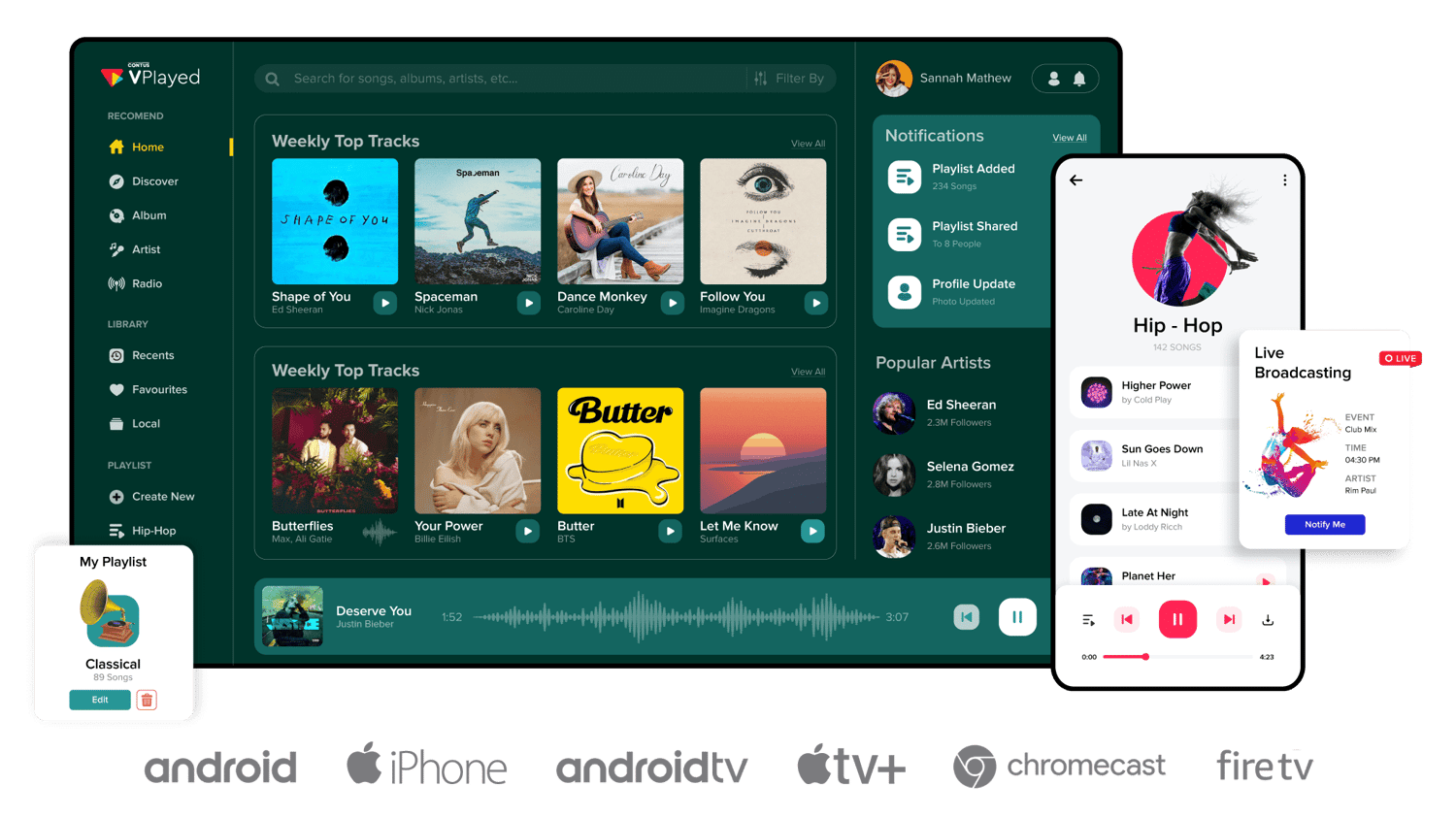 Build a Music Streaming App, Website or Service with VPlayed